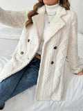 Fleece Double-Breasted Longline Coat - Godess Beauty  #