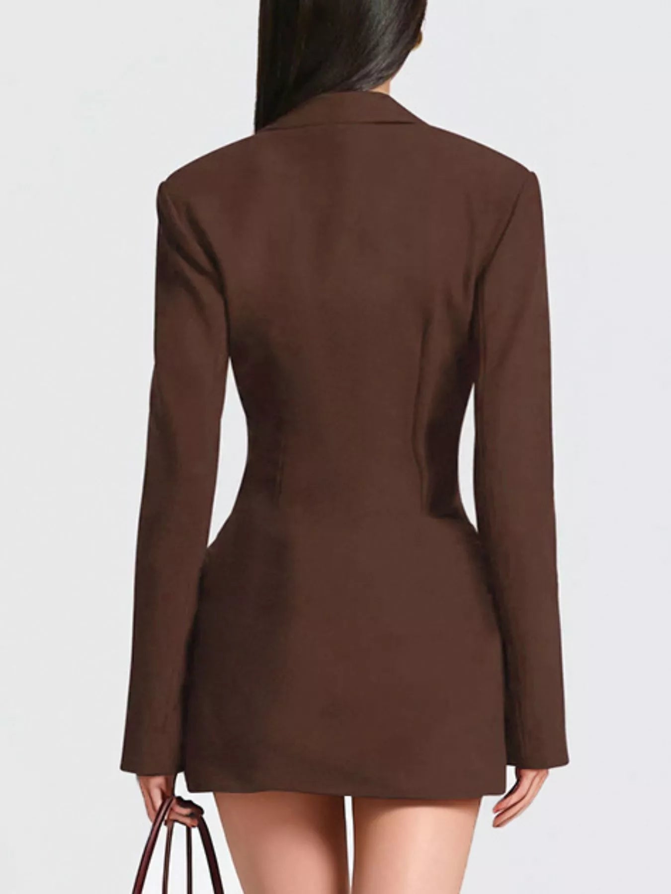 Full Size Blazer-Style Long Sleeve Mini Dress Plus Size - Godess beauty  #