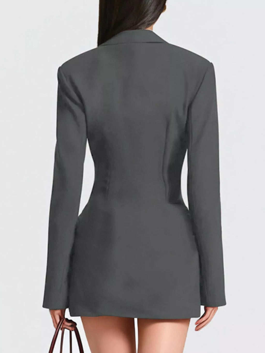 Full Size Blazer-Style Long Sleeve Mini Dress Plus Size - Godess beauty  #