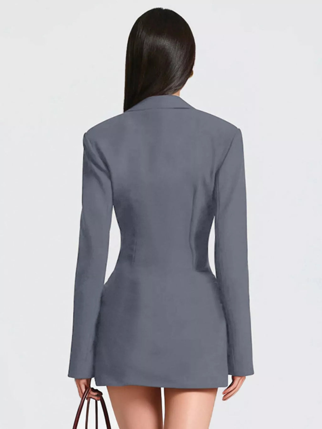 Full Size Blazer-Style Long Sleeve Mini Dress Plus Size - Godess beauty  #