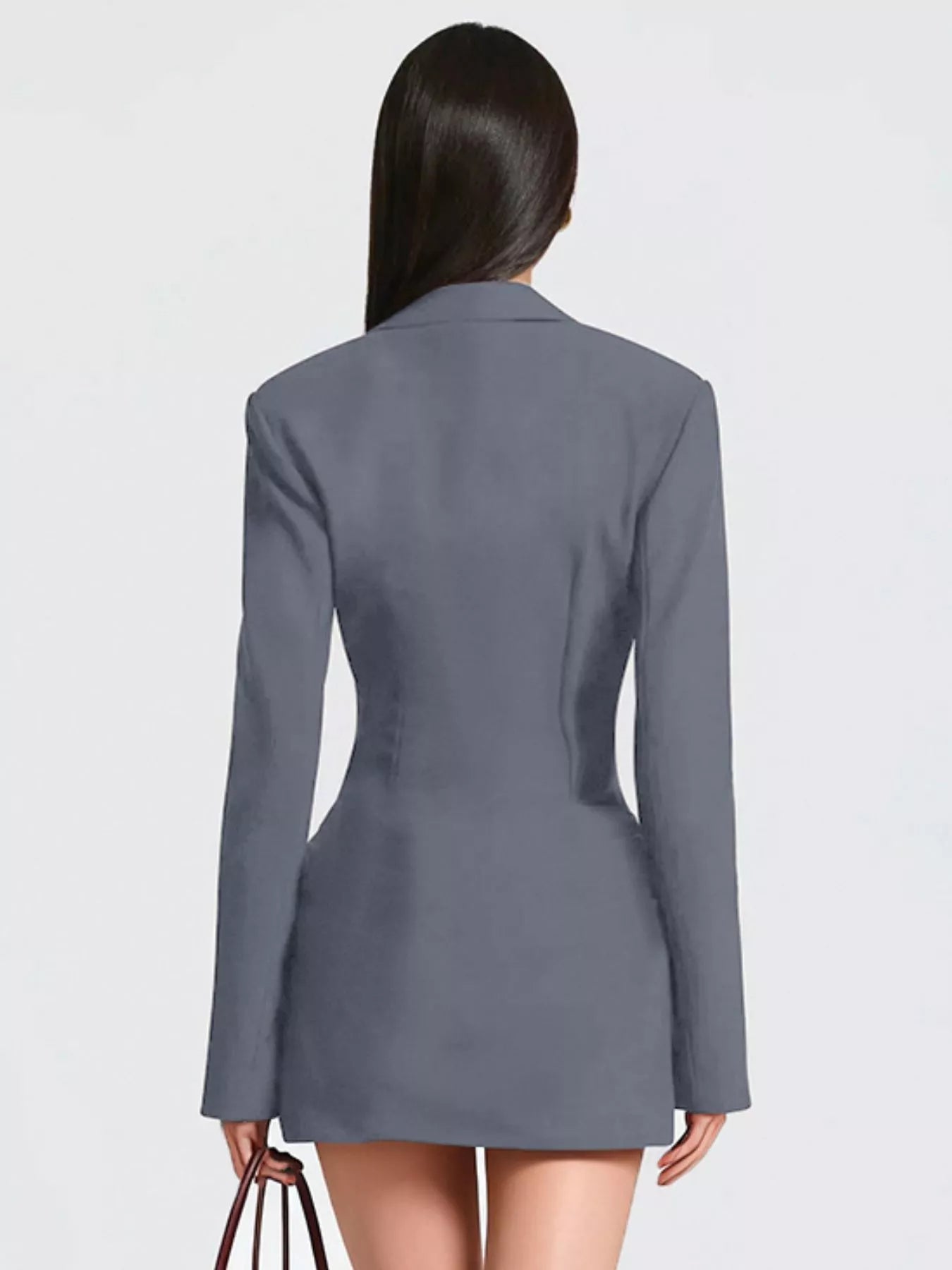 Full Size Blazer-Style Long Sleeve Mini Dress Plus Size - Godess beauty  #