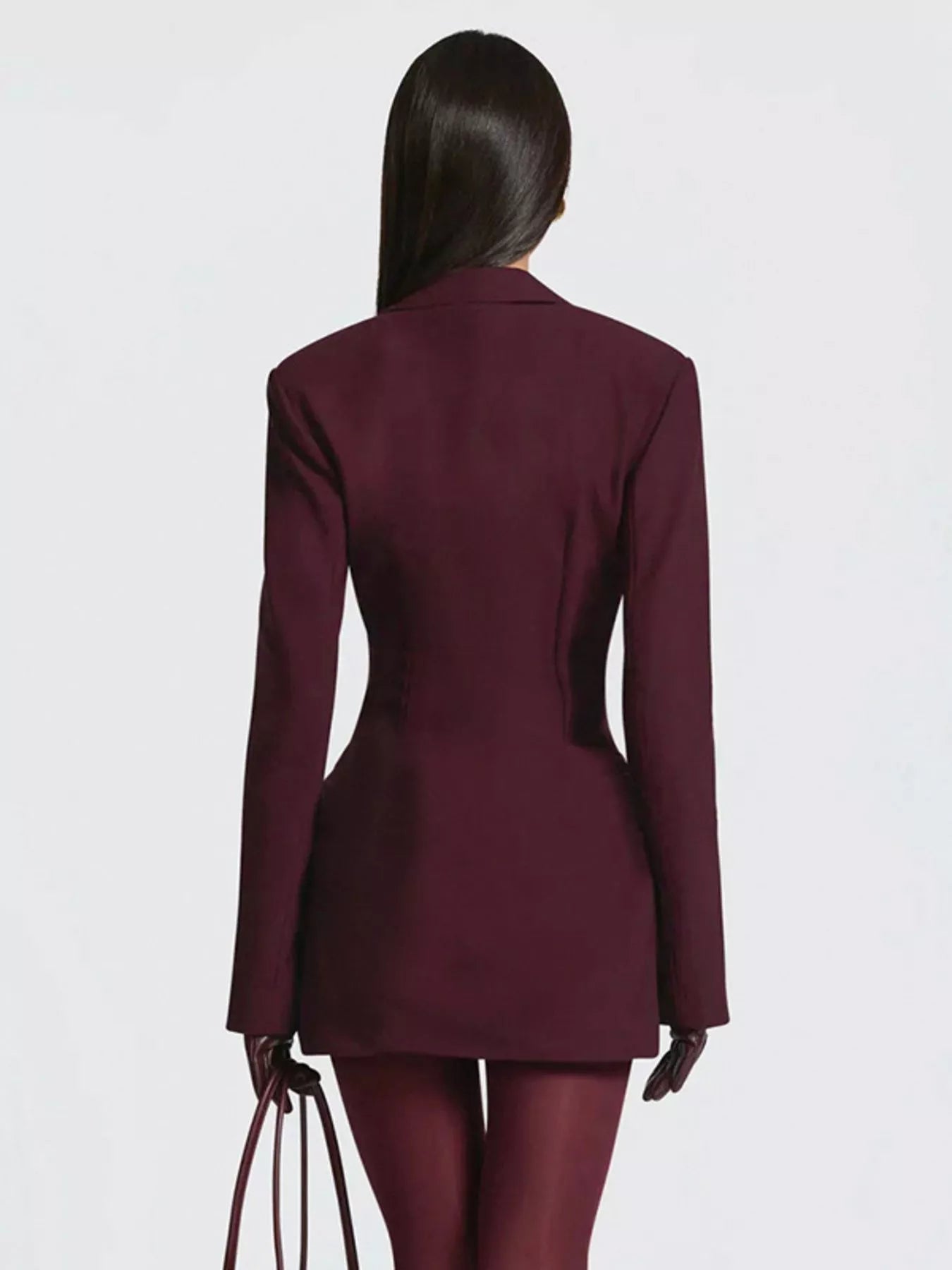 Full Size Blazer-Style Long Sleeve Mini Dress Plus Size - Godess beauty  #