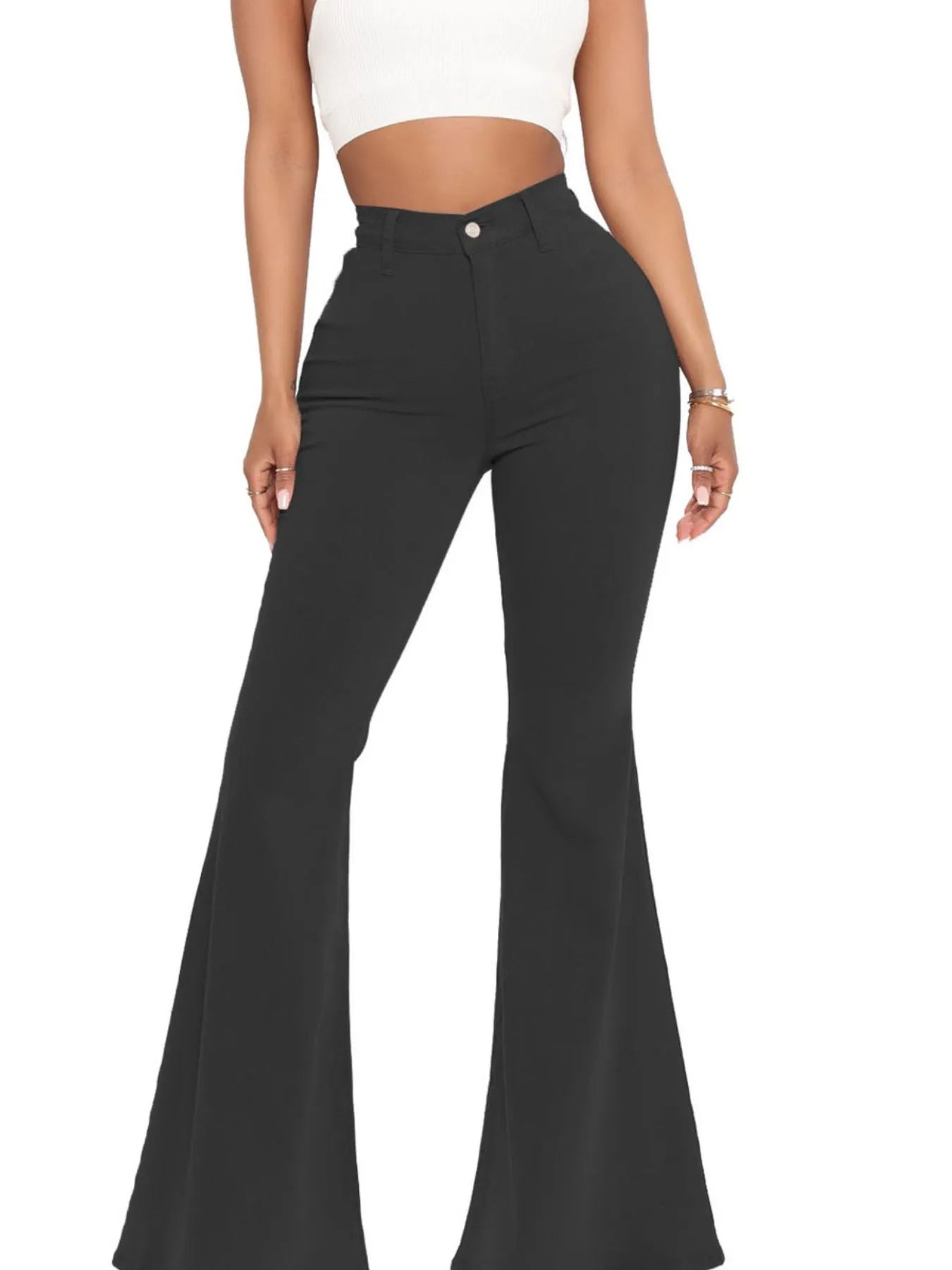 Full Size High-Waisted Raw Hem Flare Jeans Plus Size - Godess beauty  #