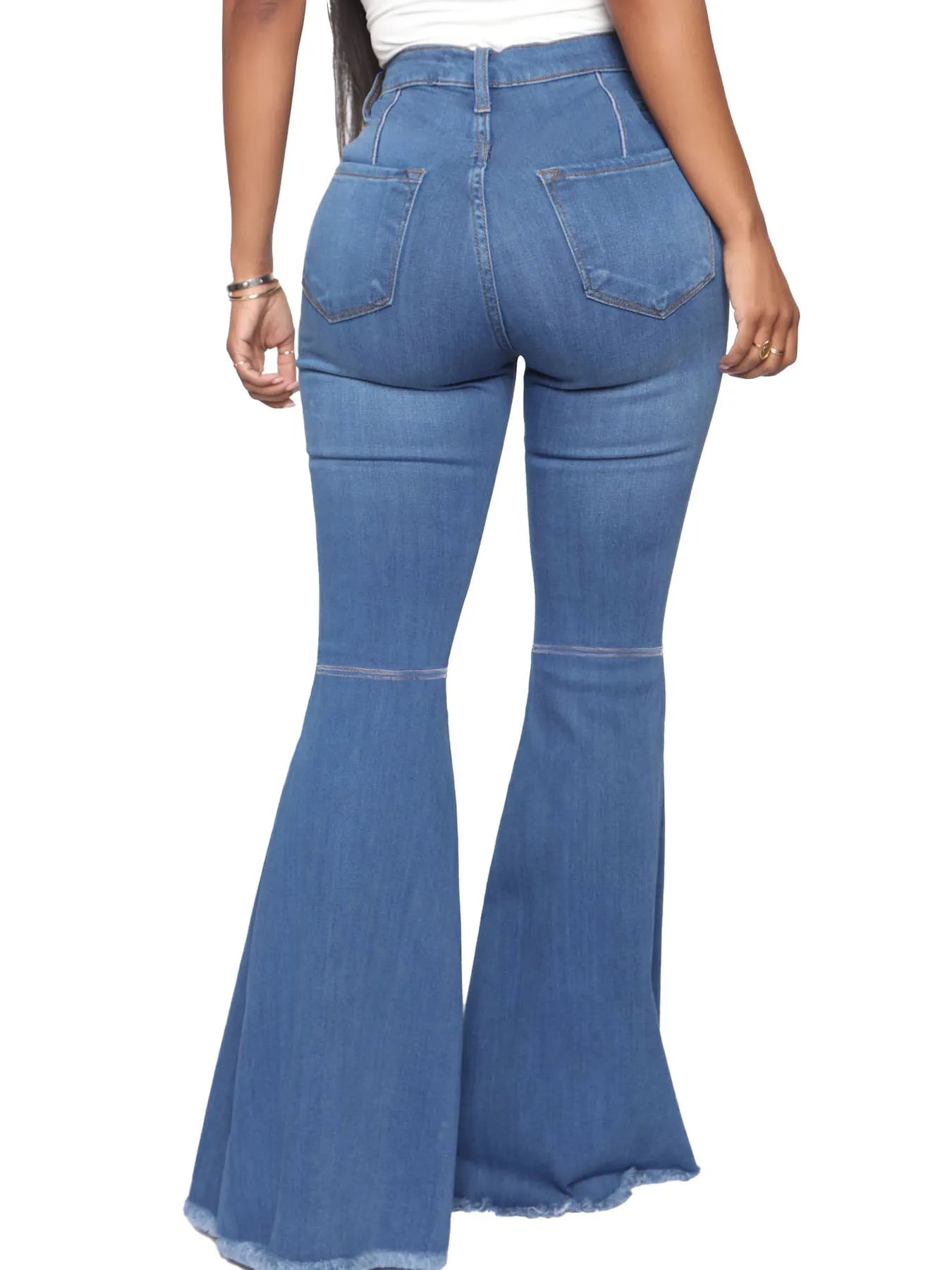 Full Size High-Waisted Raw Hem Flare Jeans Plus Size - Godess beauty  #