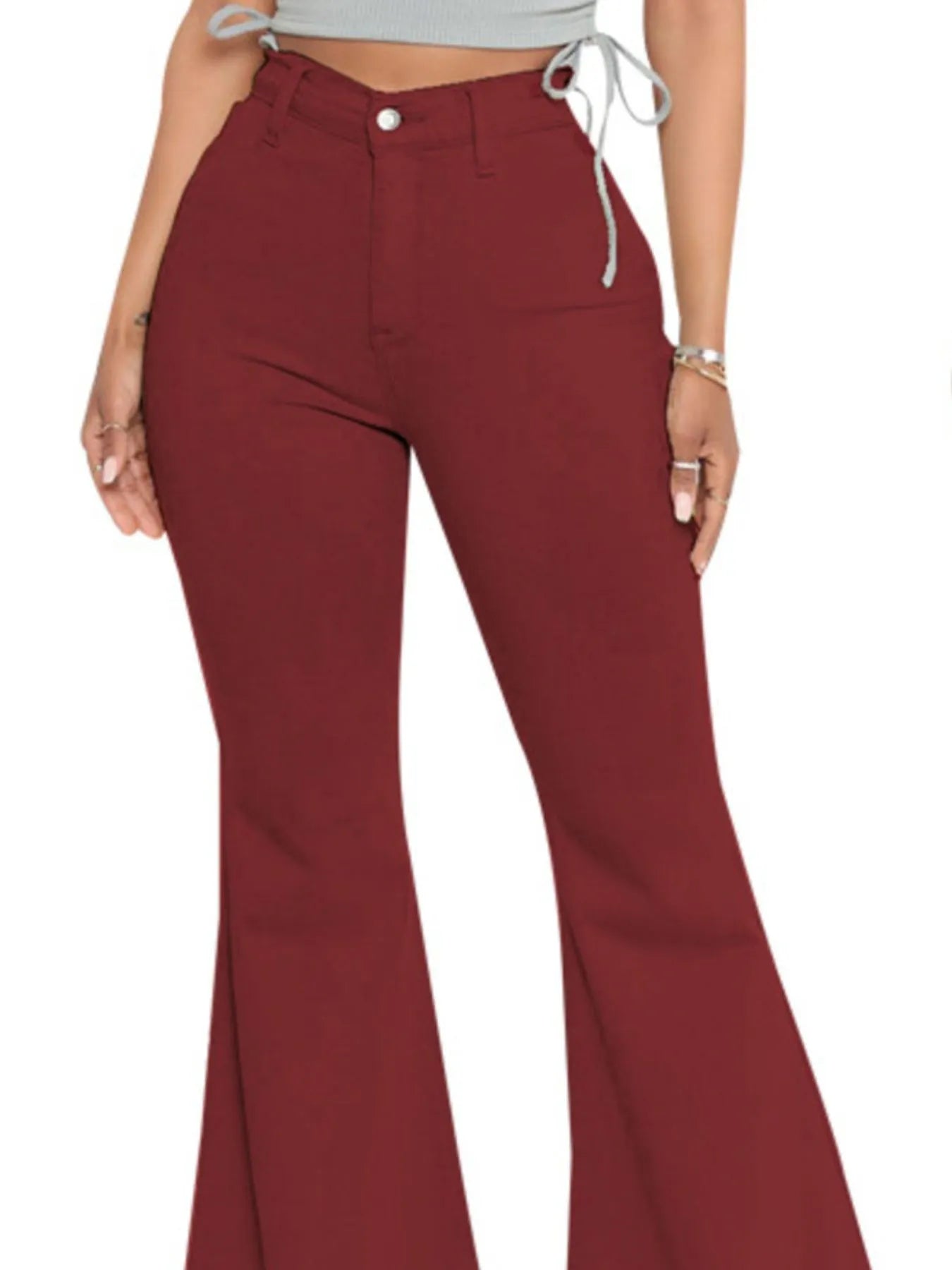 Full Size High-Waisted Raw Hem Flare Jeans Plus Size - Godess beauty  #