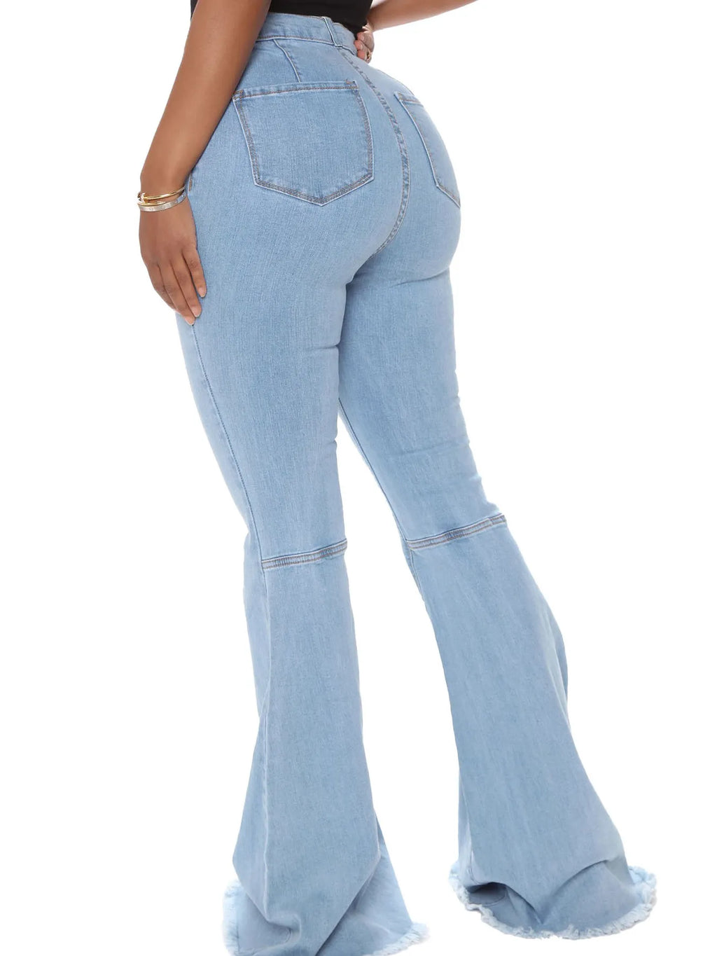 Full Size High-Waisted Raw Hem Flare Jeans Plus Size - Godess beauty  #