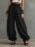 Full Size Smocked Ruffle Hem Wide Leg Pants Plus Size - Godess Beauty  #