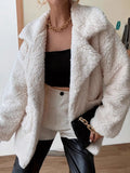 Fuzzy Open Front Long Sleeve Coat - Godess Beauty  #