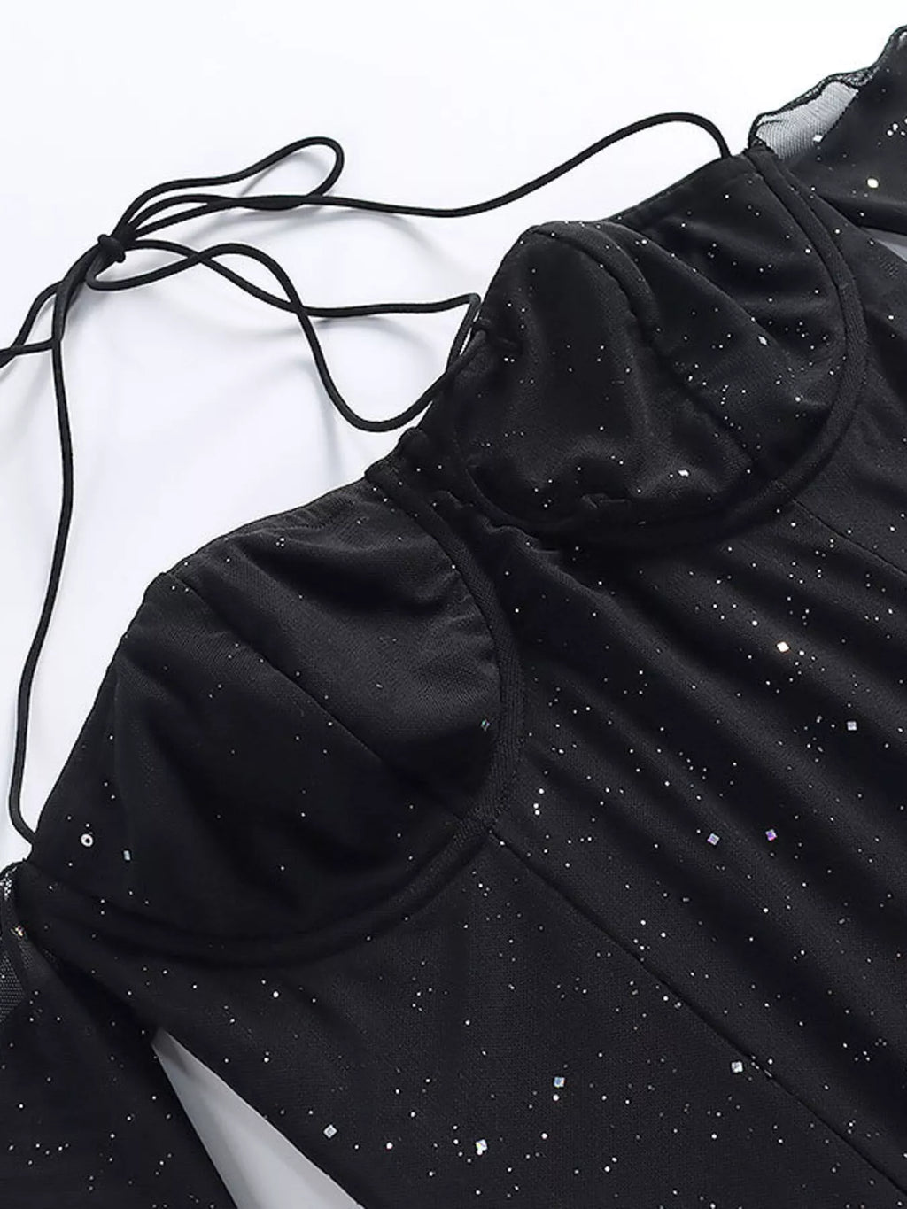 Glitter Mini Dress with Sleeves - Godess beauty  #