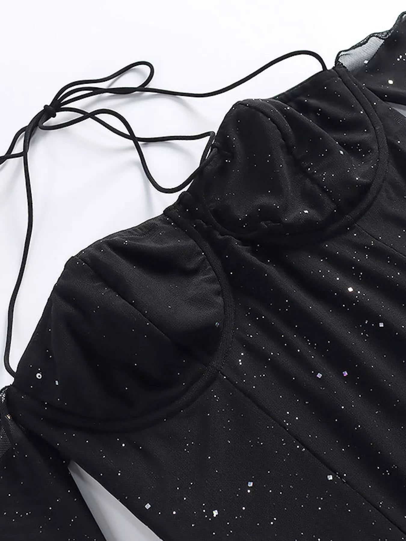 Glitter Mini Dress with Sleeves - Godess beauty  #