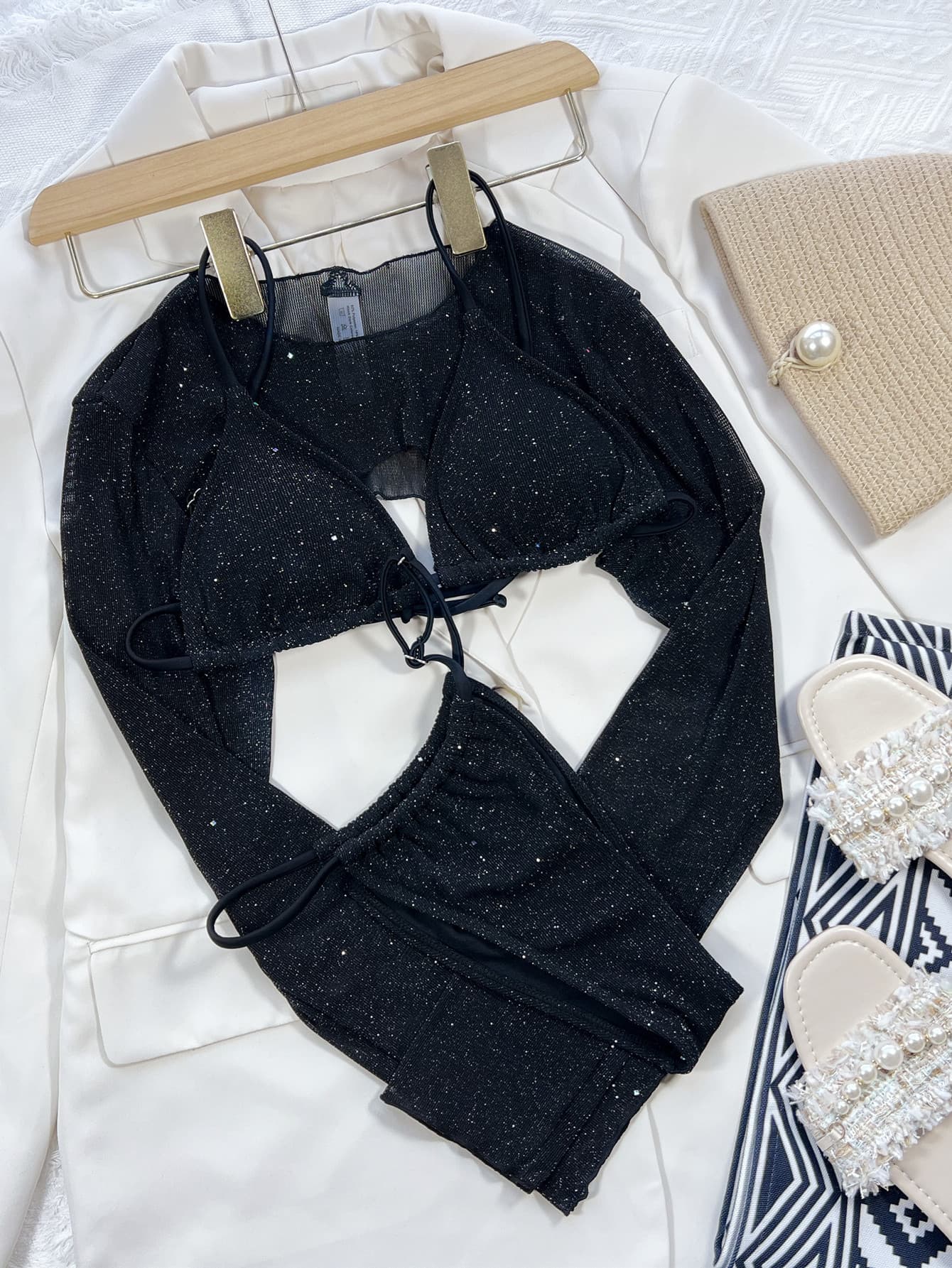 Glitter three-piece swim set for women - Godess beauty  #