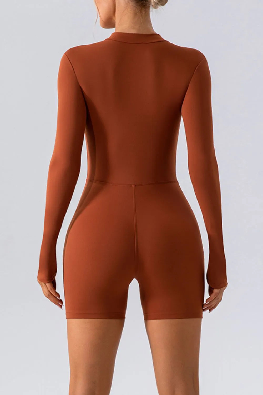 Half Zip Long Sleeve Active Romper - Godess beauty  #
