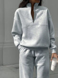 Half Zip Sweatshirt and Pants Set - Godess beauty  #