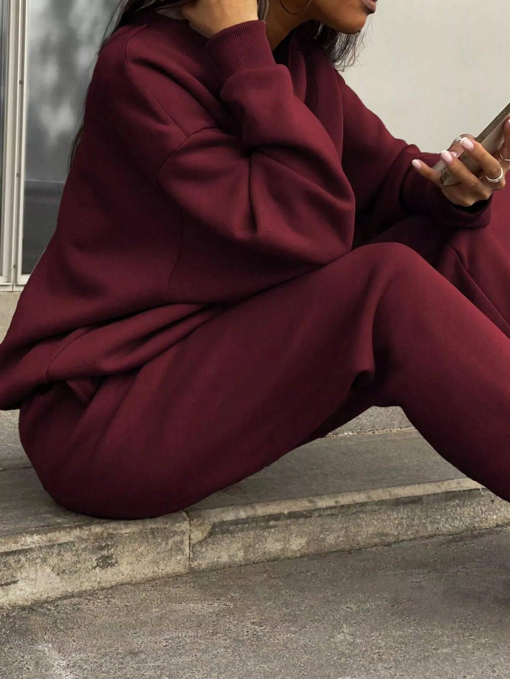 Half Zip Sweatshirt and Pants Set - Godess beauty  #