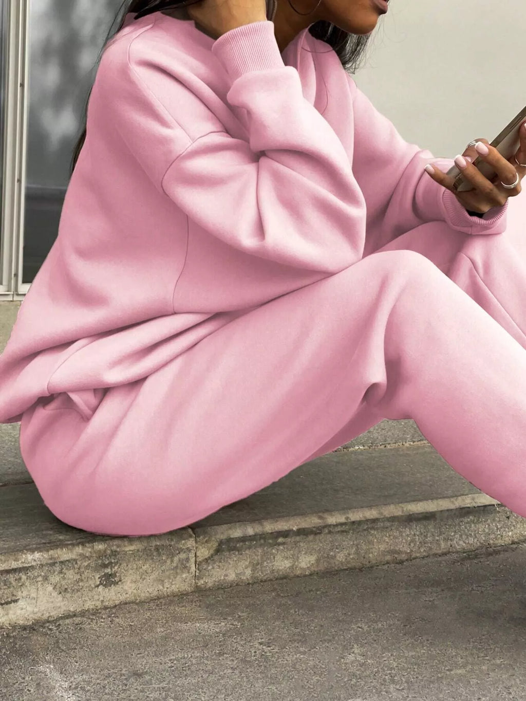 Half Zip Sweatshirt and Pants Set - Godess beauty  #