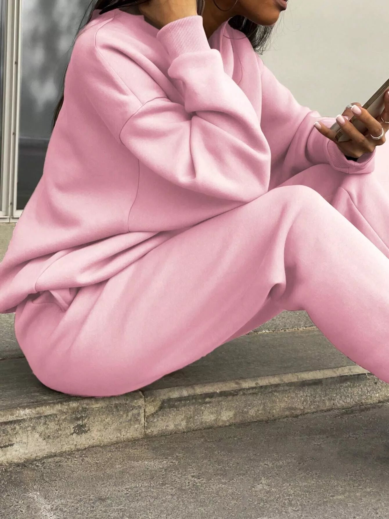 Half Zip Sweatshirt and Pants Set - Godess beauty  #