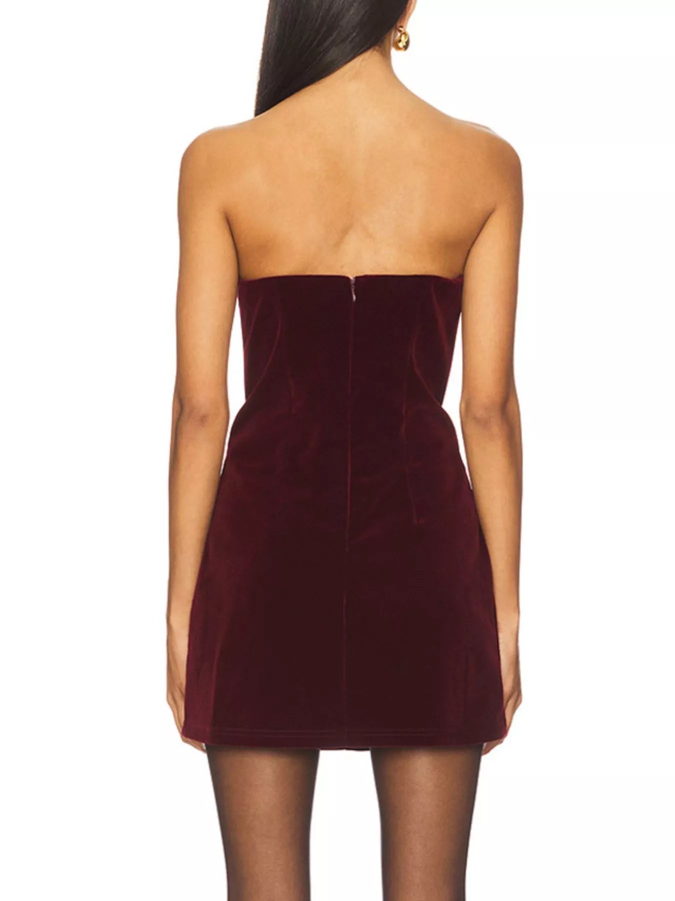 Heart Cutout Velvet Mini Dress - Godess beauty  #