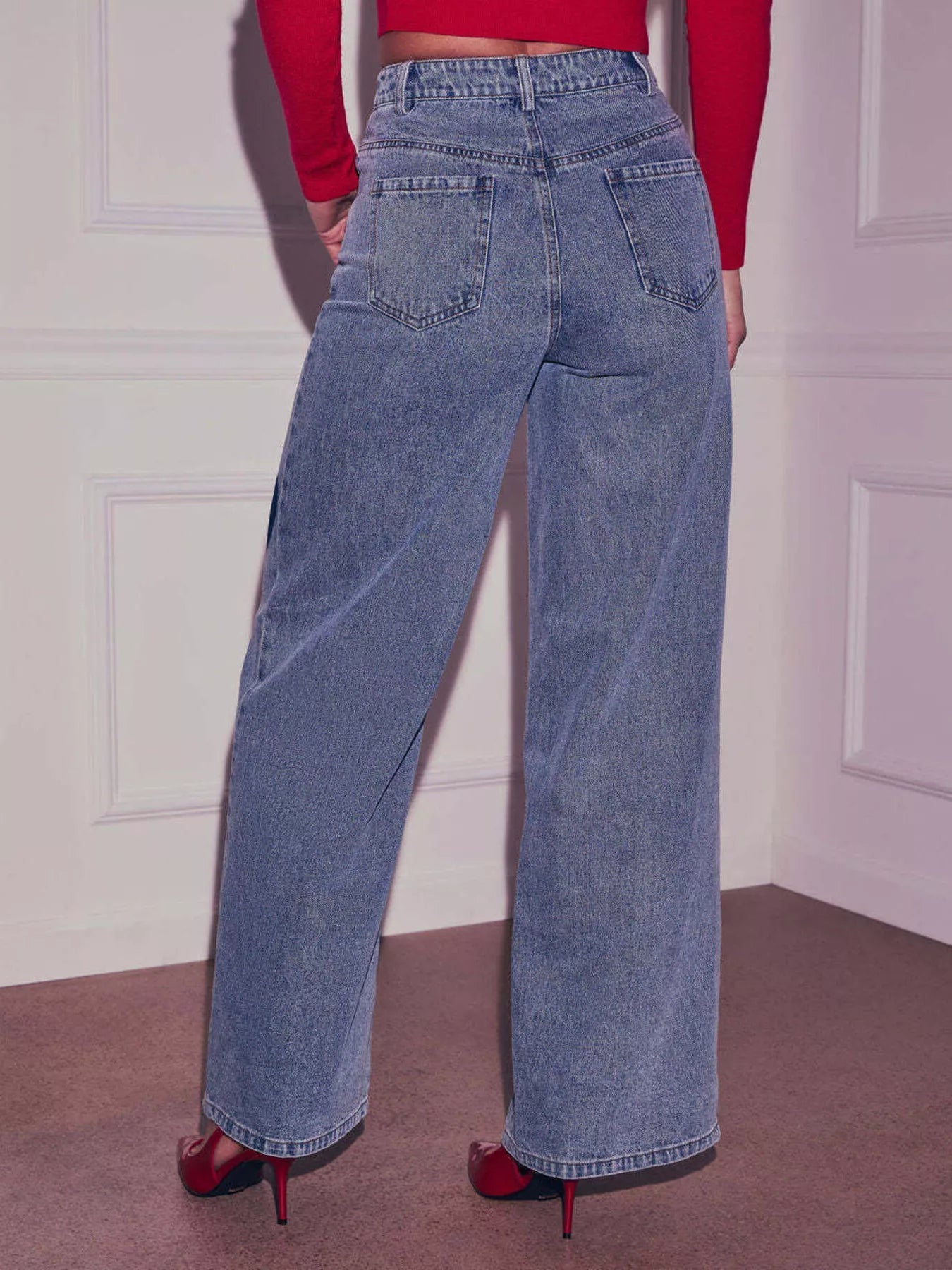 Heart High Waist Wide Leg Jeans - Godess beauty  #