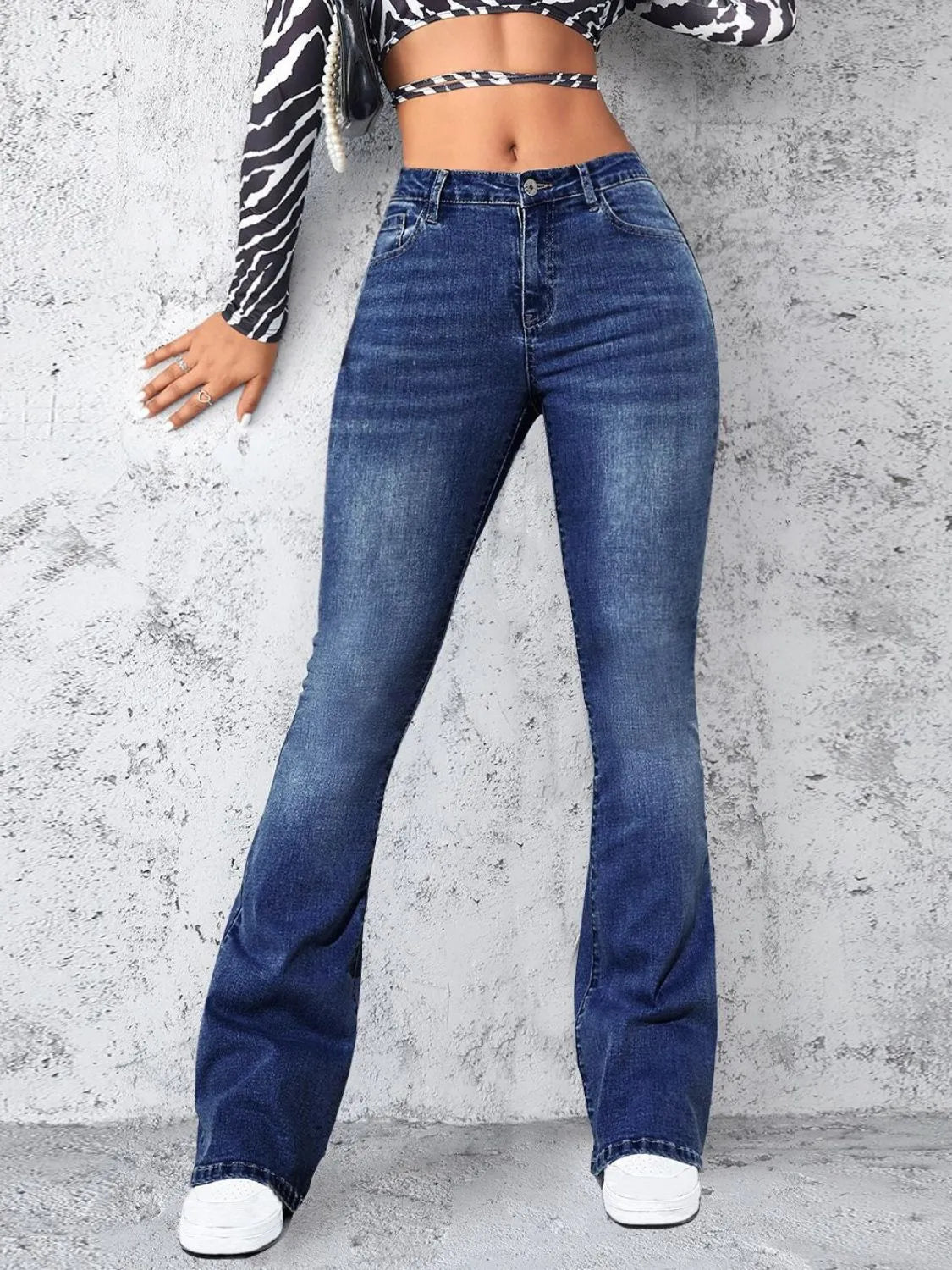 High Rise Jeans with Pockets - Godess beauty  #
