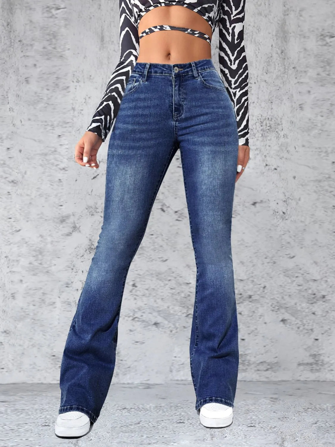 High Rise Jeans with Pockets - Godess beauty  #