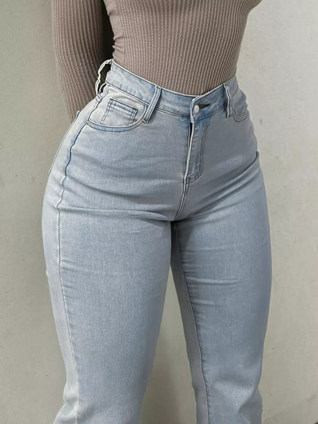 High-Waisted Flare Leg Jeans - Godess beauty  #
