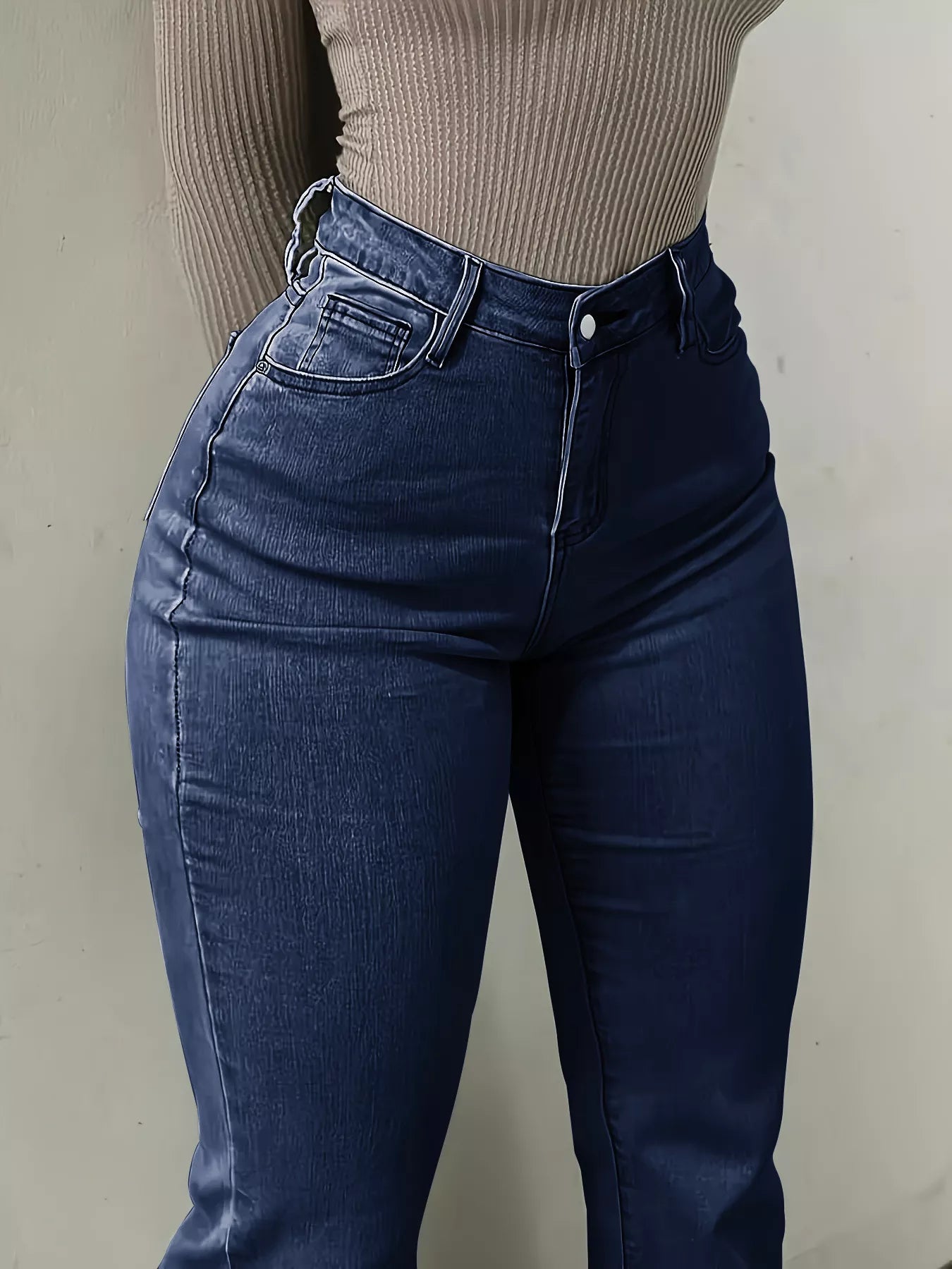High-Waisted Flare Leg Jeans - Godess beauty  #