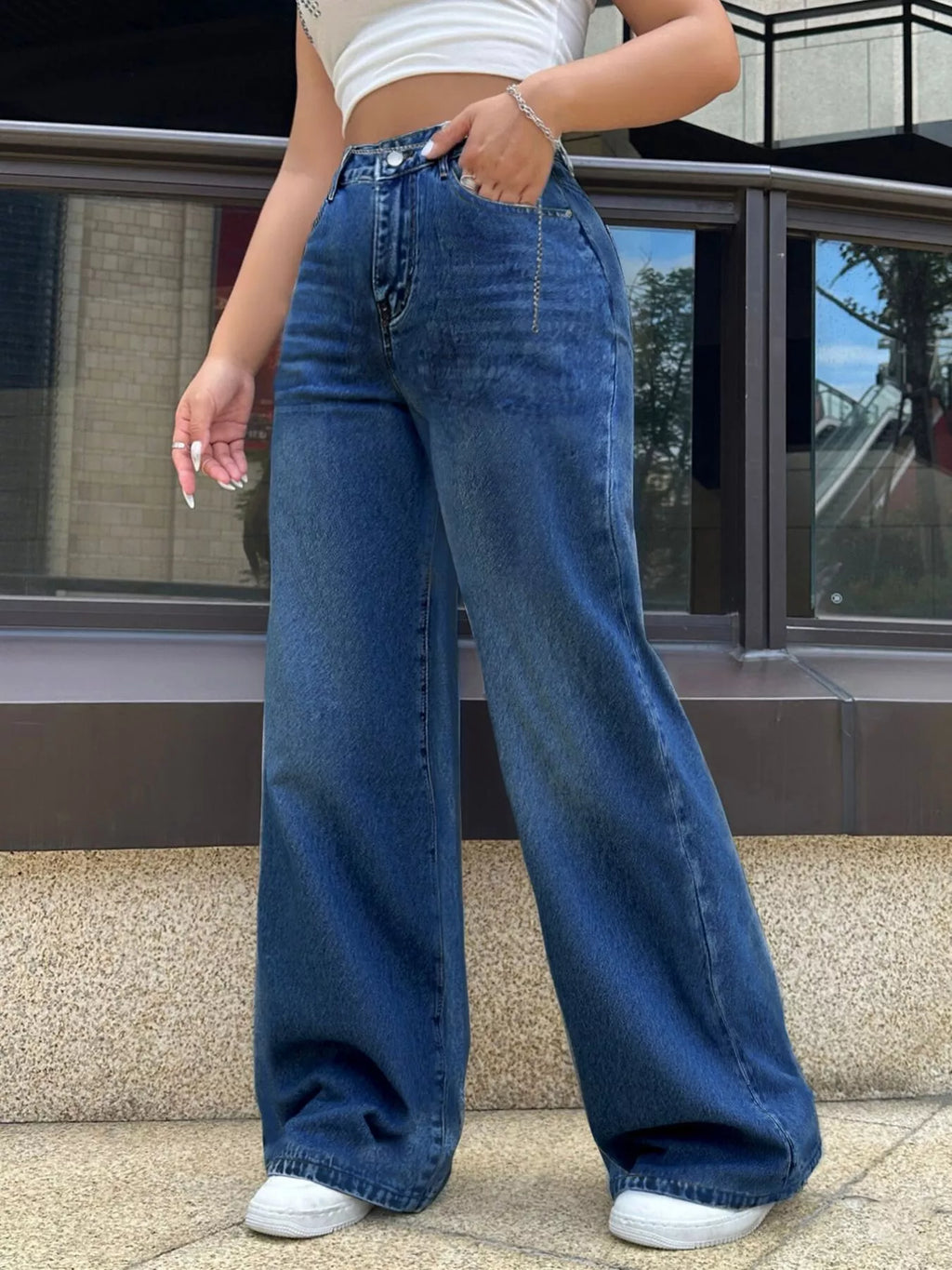 High-Waisted Wide Leg Jeans - Godess beauty  #