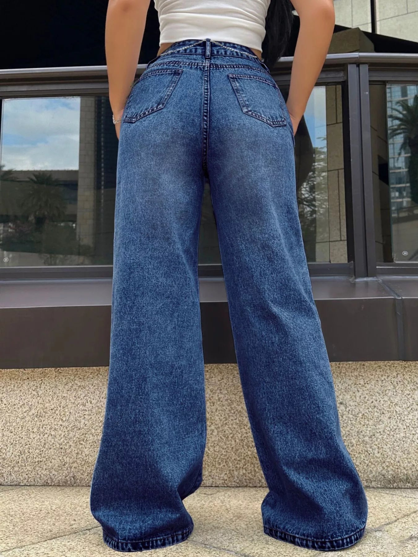 High-Waisted Wide Leg Jeans - Godess beauty  #
