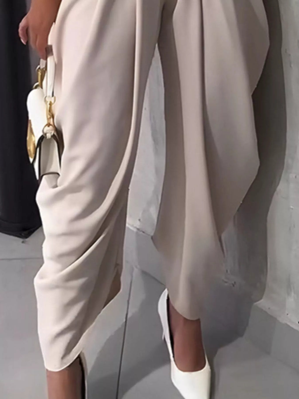 High-Waisted Wide Leg Pleated Pants - Godess beauty  #