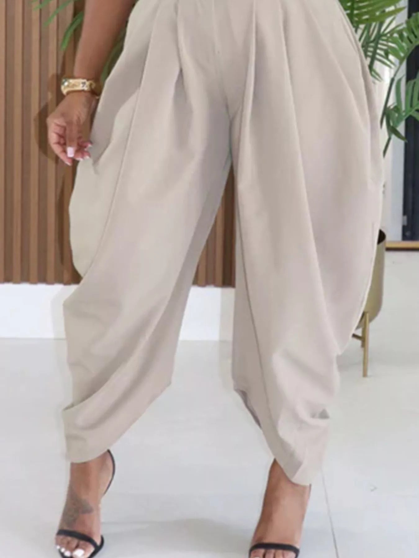 High-Waisted Wide Leg Pleated Pants - Godess beauty  #