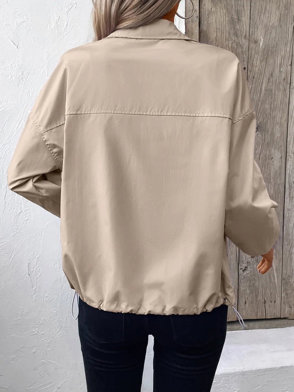 Ivy Lane Pocketed Zip Up Long Sleeve Jacket - Godess Beauty  #