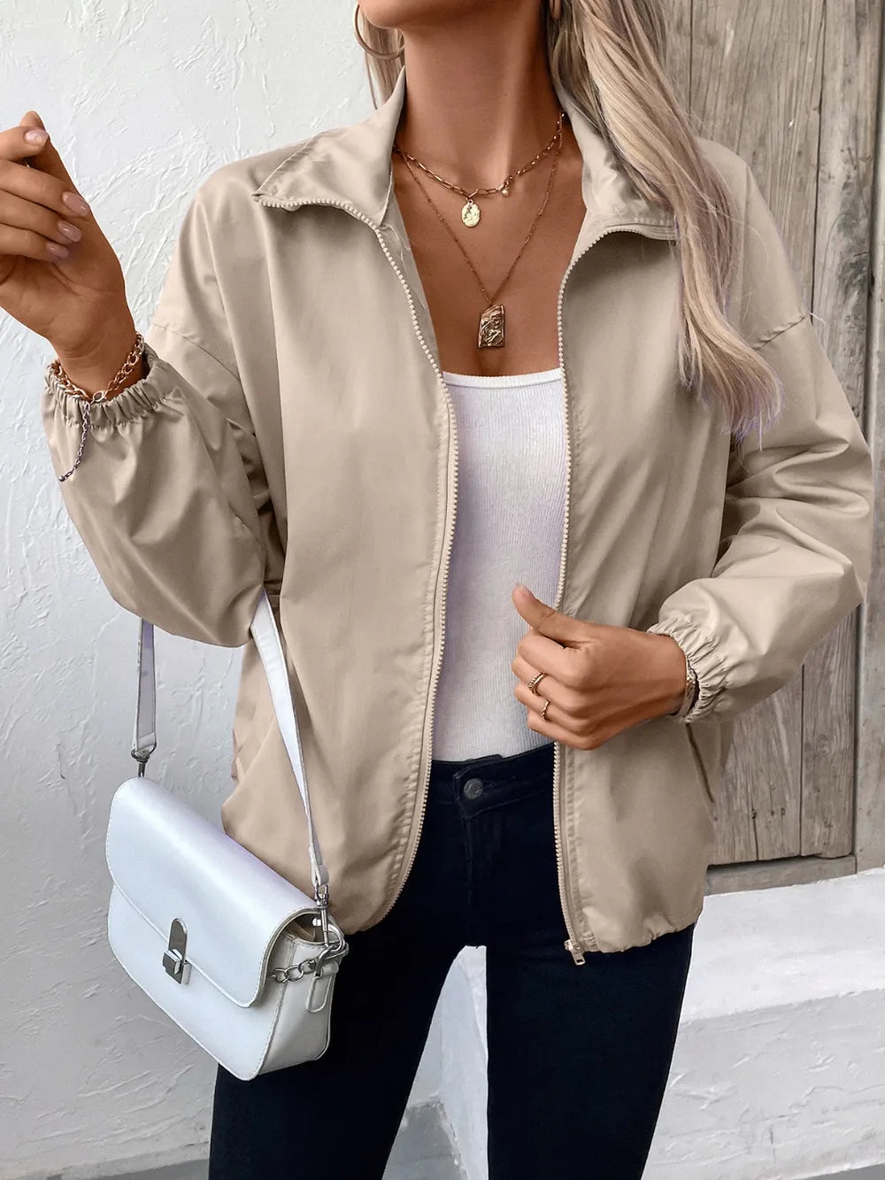 Ivy Lane Pocketed Zip Up Long Sleeve Jacket - Godess Beauty  #