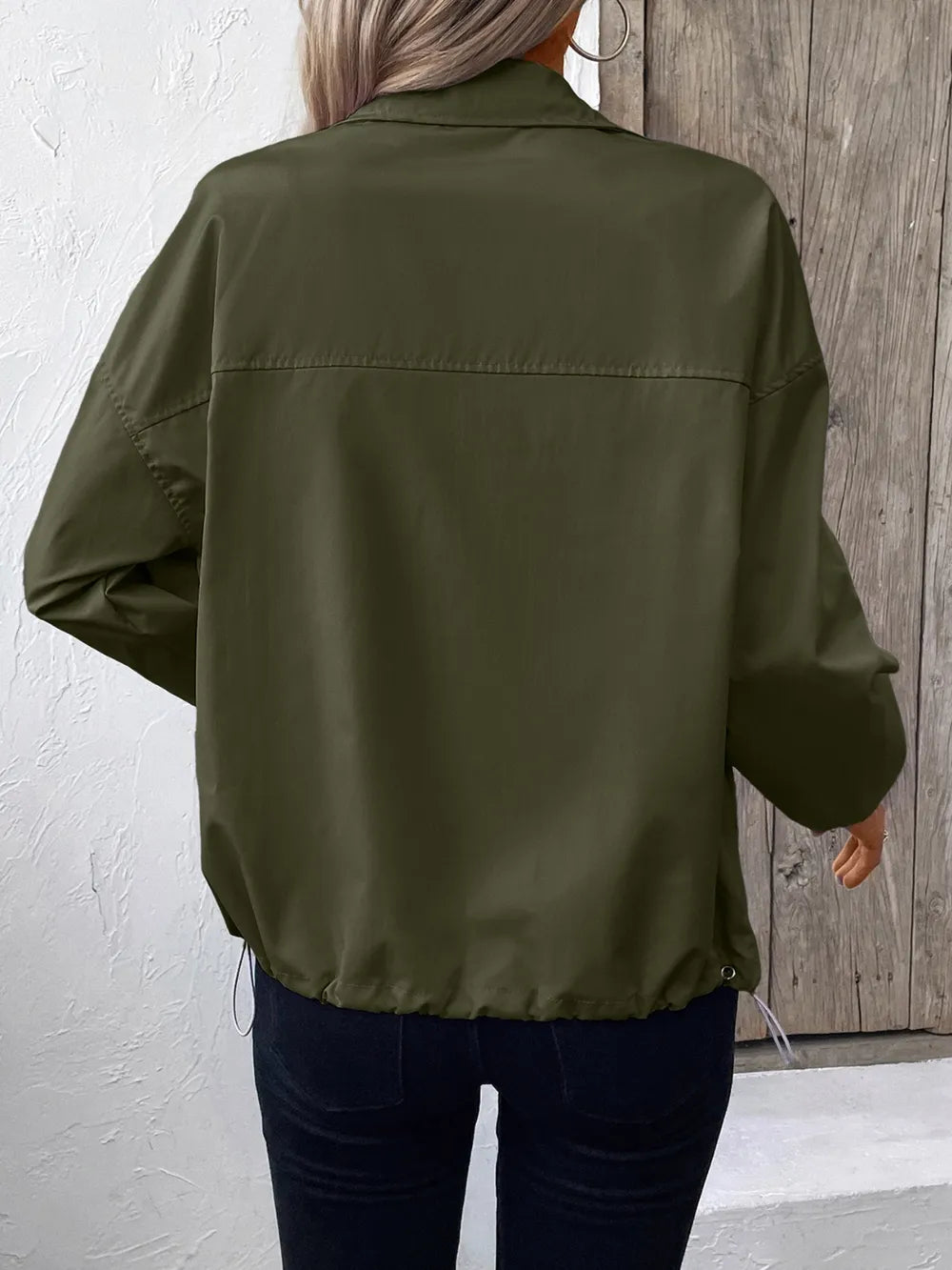 Ivy Lane Pocketed Zip Up Long Sleeve Jacket - Godess Beauty  #