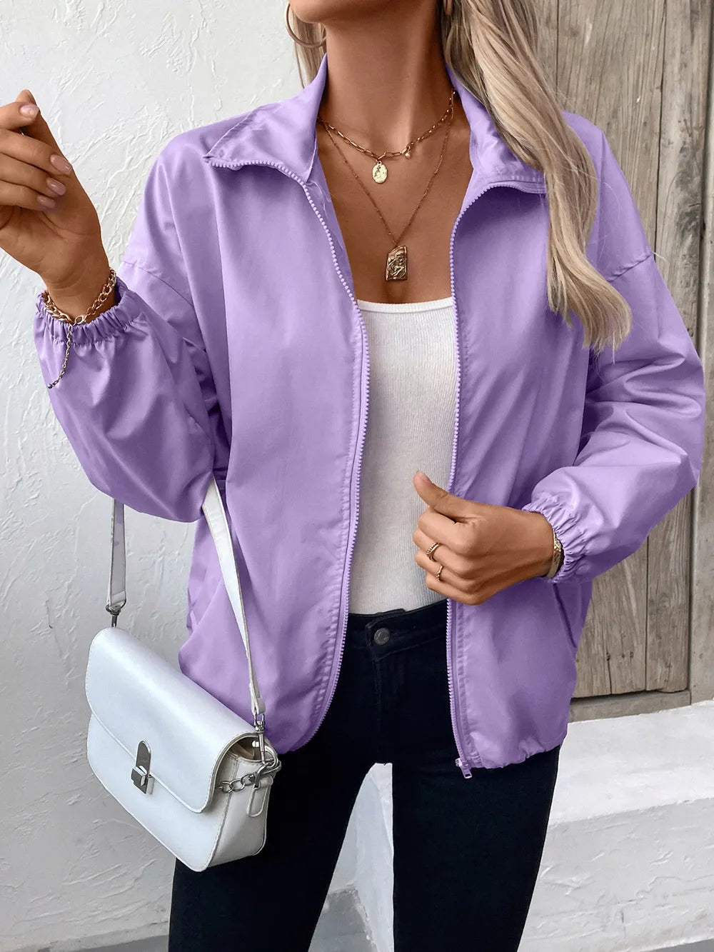 Ivy Lane Pocketed Zip Up Long Sleeve Jacket - Godess Beauty  #