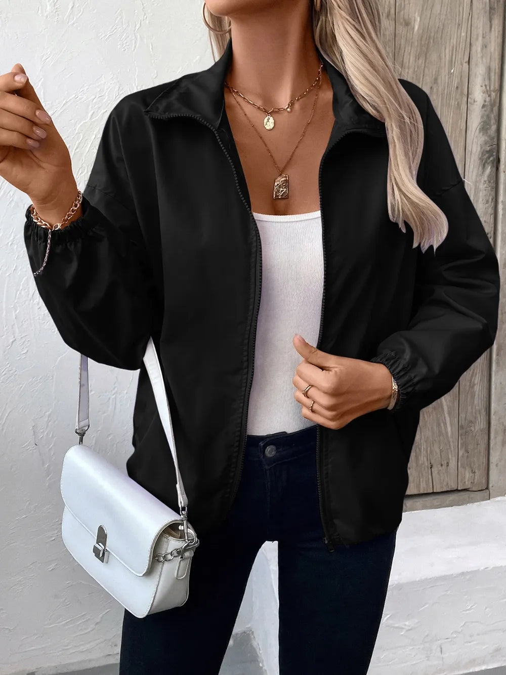 Ivy Lane Pocketed Zip Up Long Sleeve Jacket - Godess Beauty  #