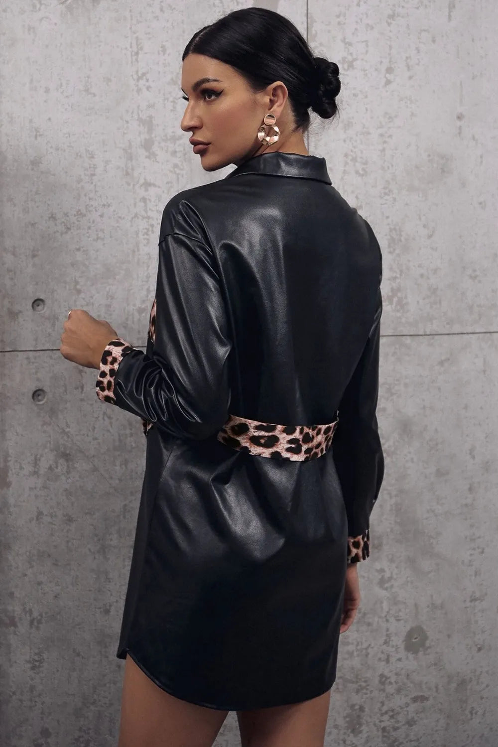 Ivy Lane Tied Leopard Snap Down Trench Coat - Godess Beauty  #