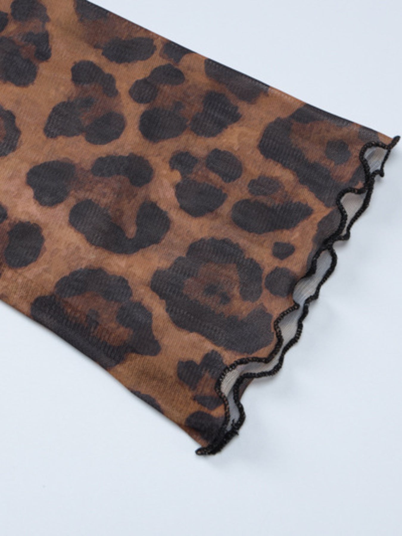 Leopard Print Tie Front Blouse - Godess beauty  #