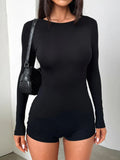 Long Sleeve Ruched Active Romper - Godess Beauty  #