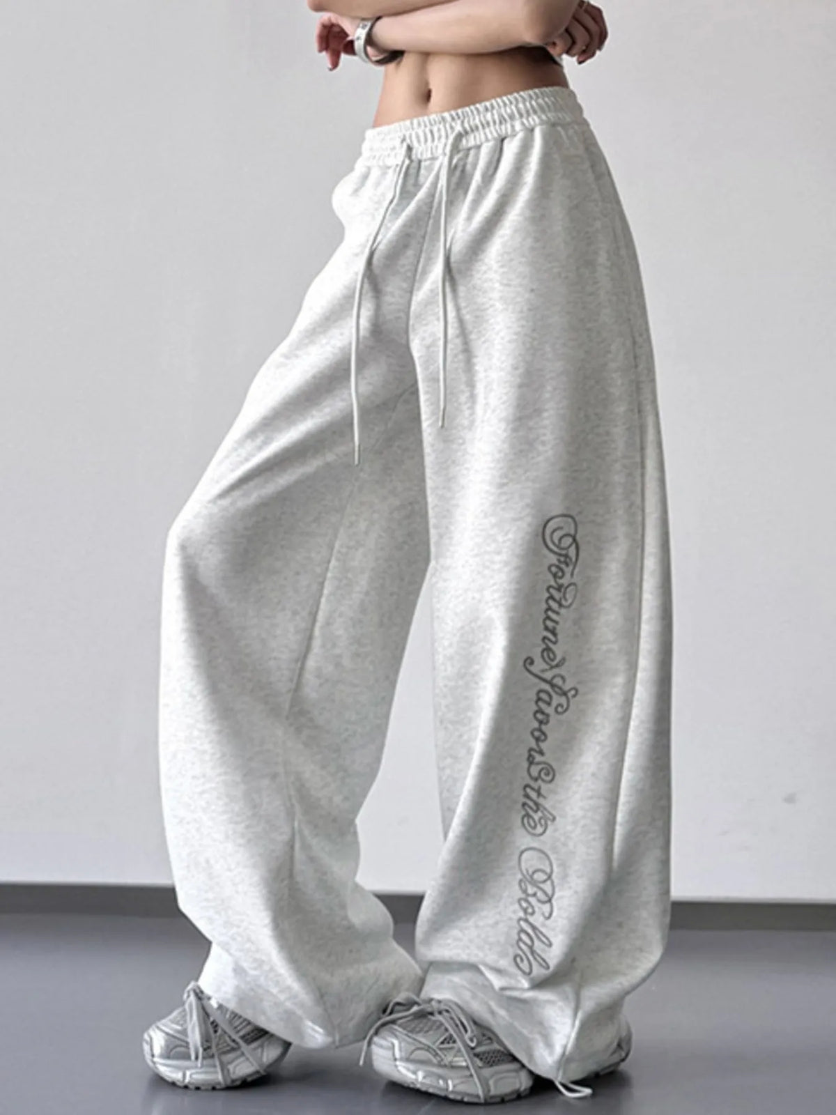 Loose Fit Drawstring Wide Leg Pants - Godess Beauty  #