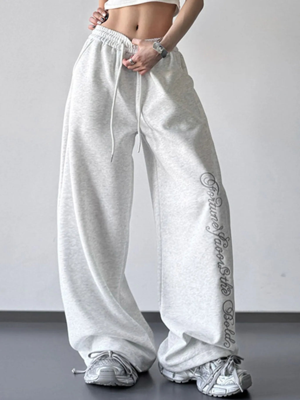 Loose Fit Drawstring Wide Leg Pants - Godess Beauty  #