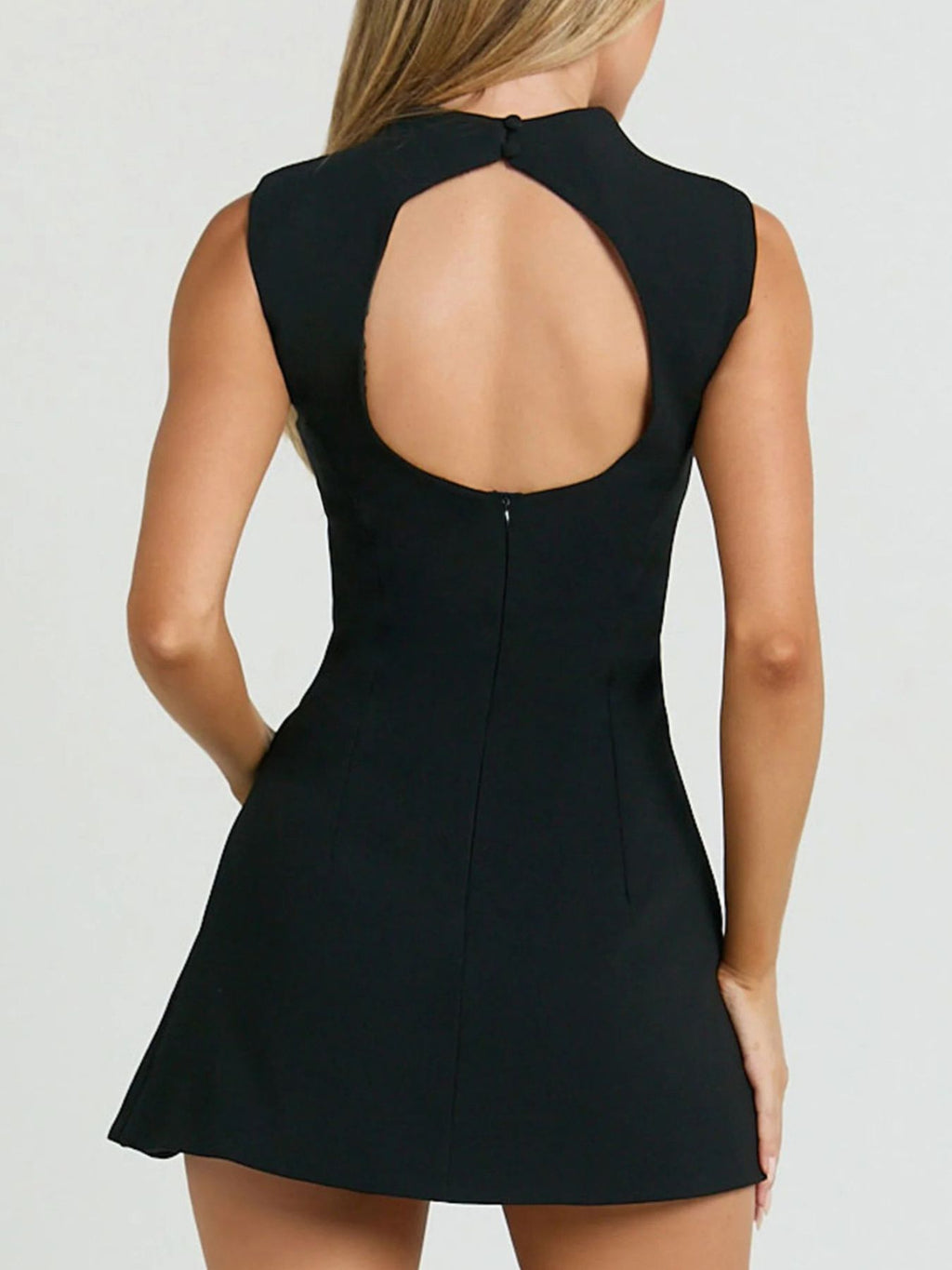 Mock Neck Sleeveless Mini Dress - Godess beauty  #