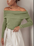 Off-Shoulder Long Sleeve Sweater - Godess Beauty  #