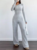 One-Shoulder Long Sleeve Top and Pants Set - Godess beauty  #
