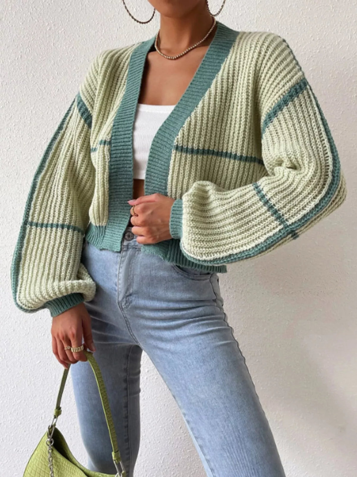 Open Front Long Sleeve Cardigan - Godess Beauty  #