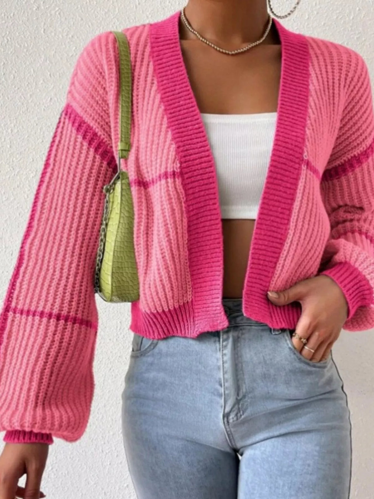 Open Front Long Sleeve Cardigan - Godess Beauty  #