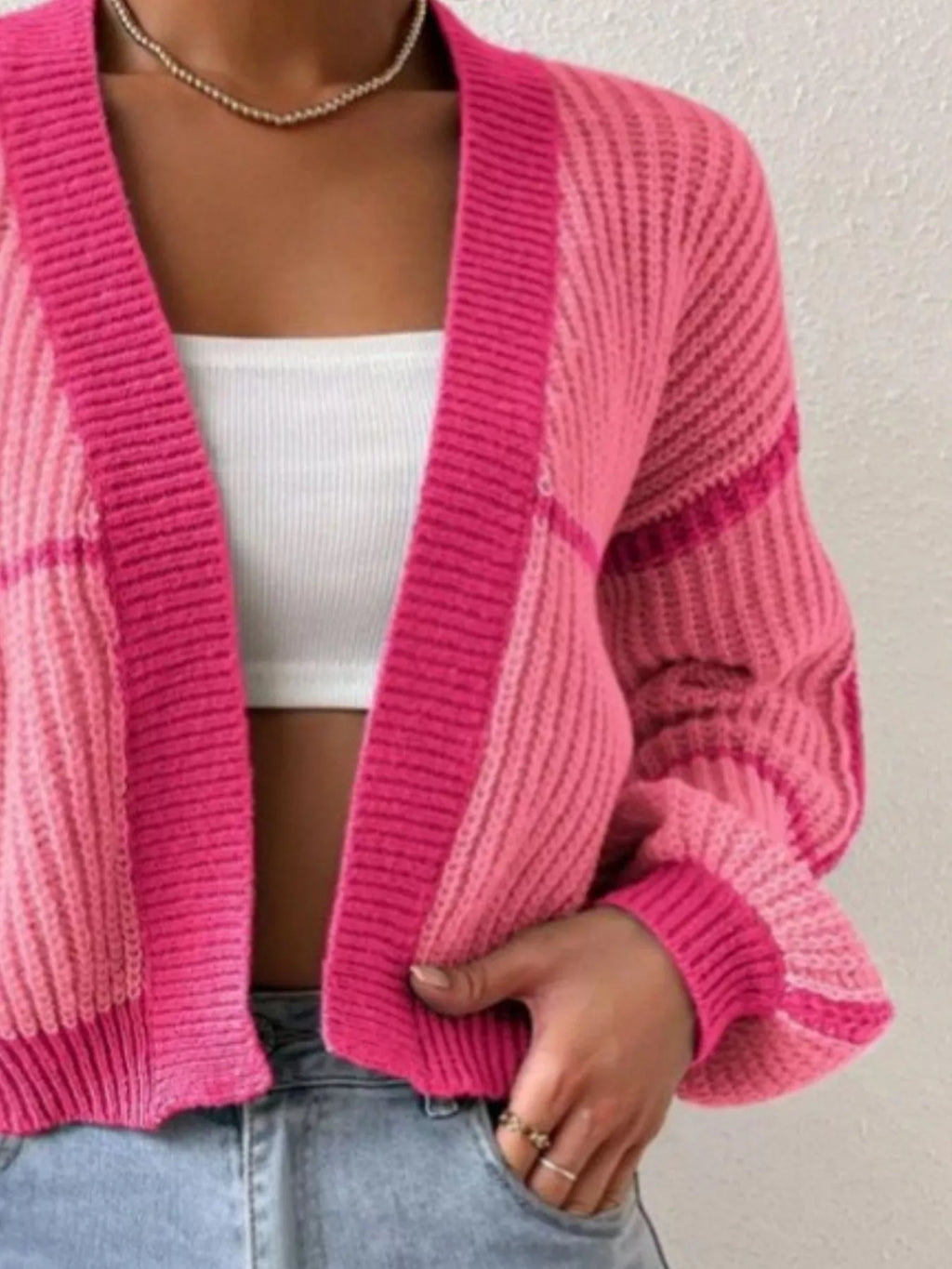 Open Front Long Sleeve Cardigan - Godess Beauty  #