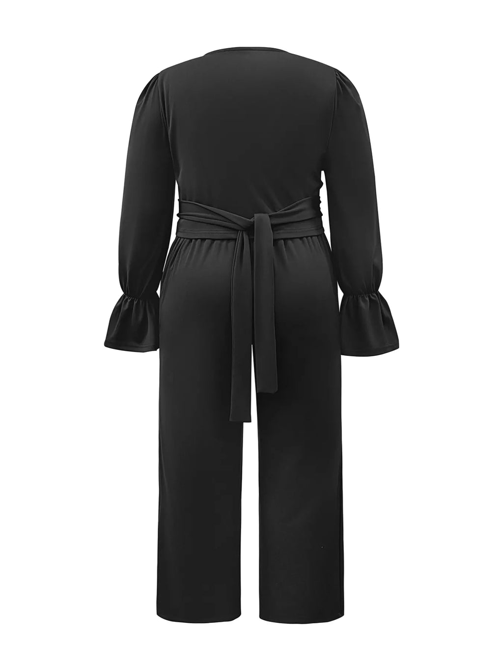 Plus Size Flounce Sleeve Top and Pants Set - Godess beauty  #