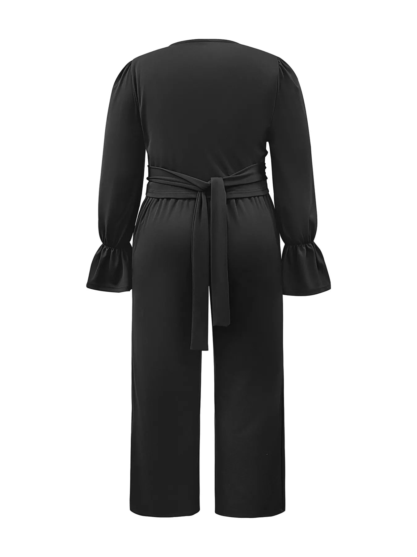 Plus Size Flounce Sleeve Top and Pants Set - Godess beauty  #