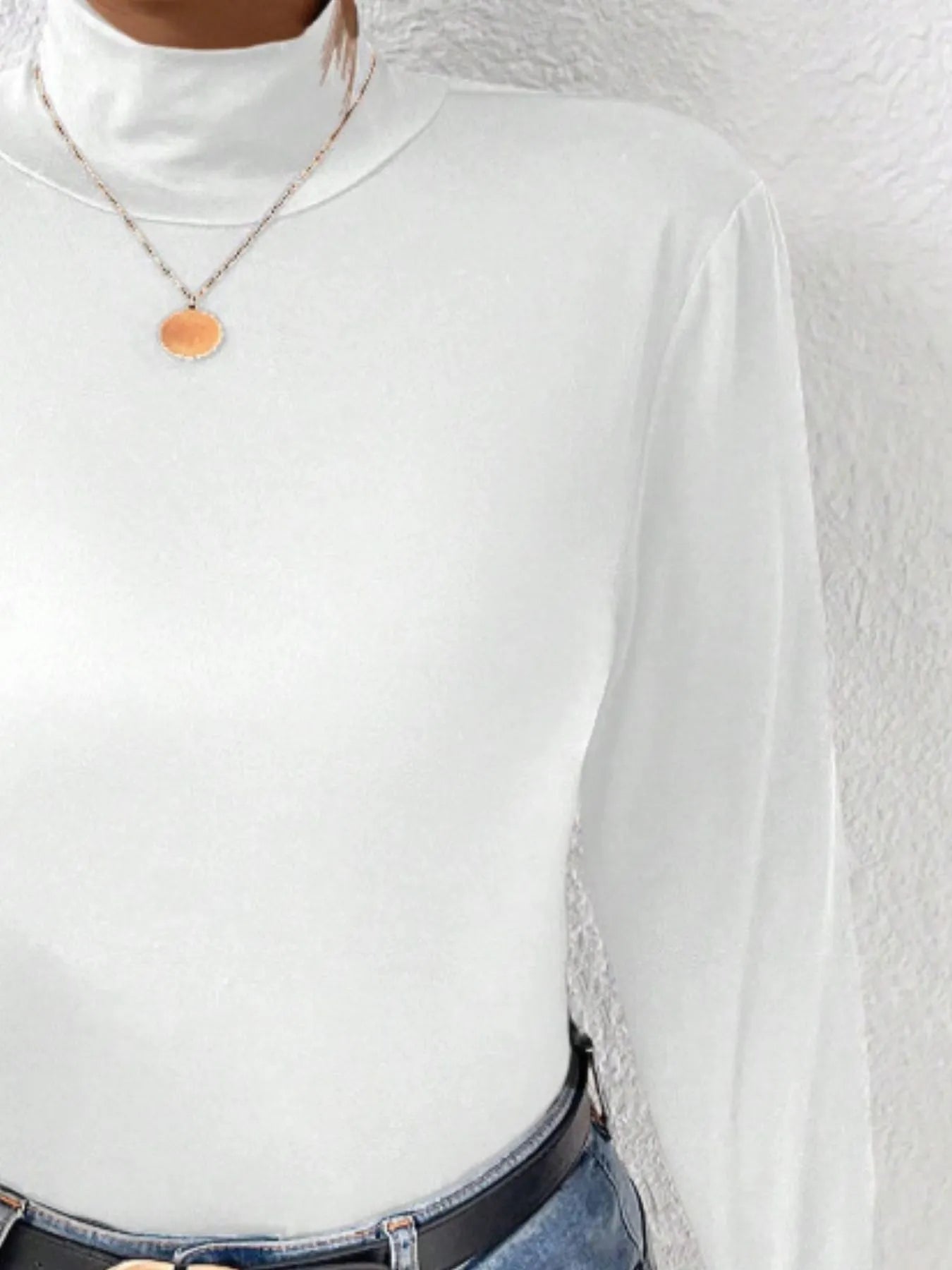 Plus Size Long Sleeve Fitted Turtleneck T-Shirt - Godess beauty  #