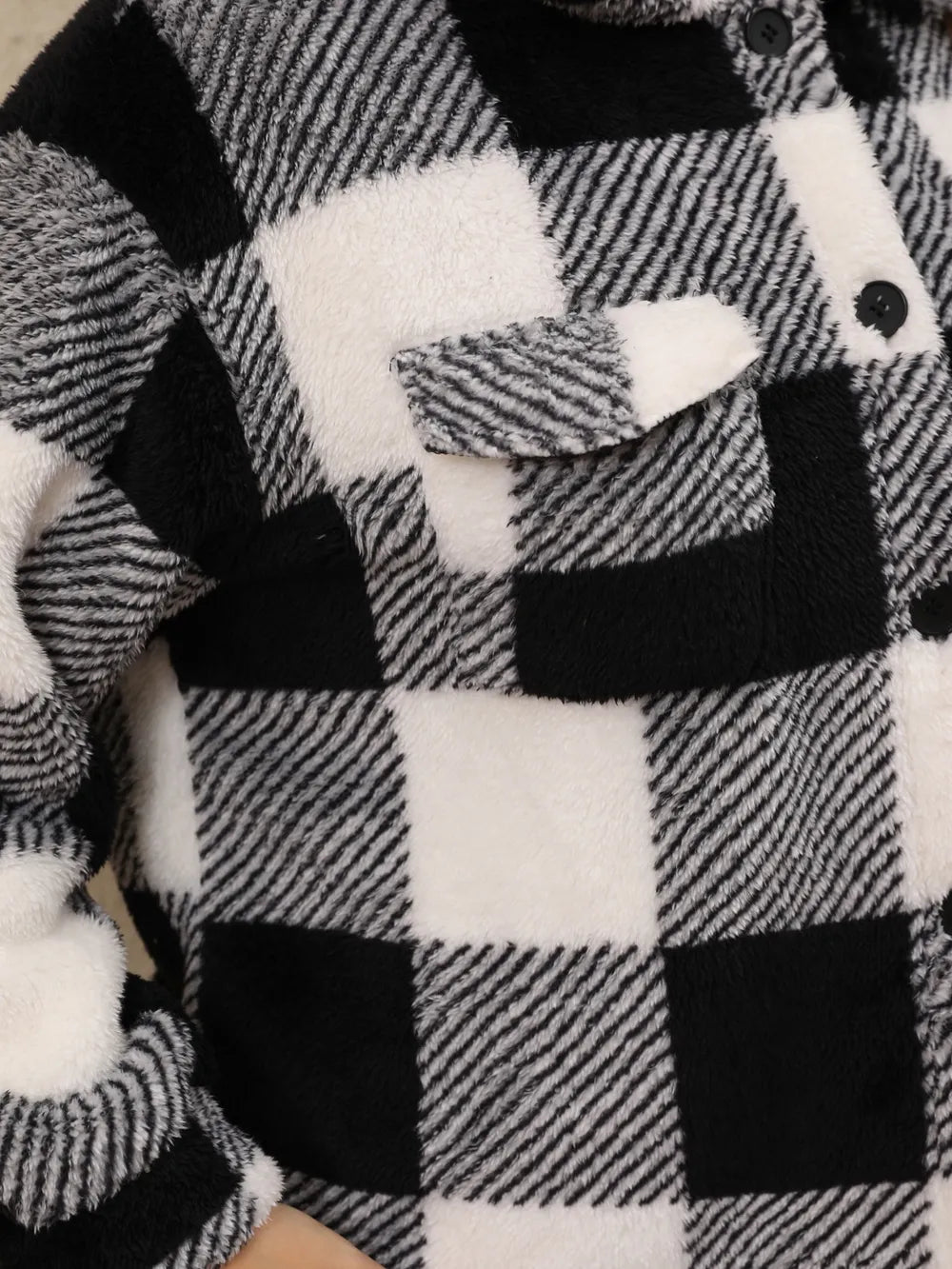 Plus Size Pocketed Plaid Collared Neck Jacket - Godess beauty  #